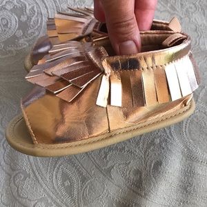 Cute BabyGap rose gold peep-toe dress moccasins